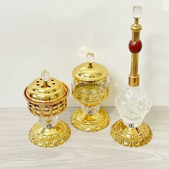 Arabian Turkish Wedding Bakhoor Burner Set w/Tray - Picture 2 of 10